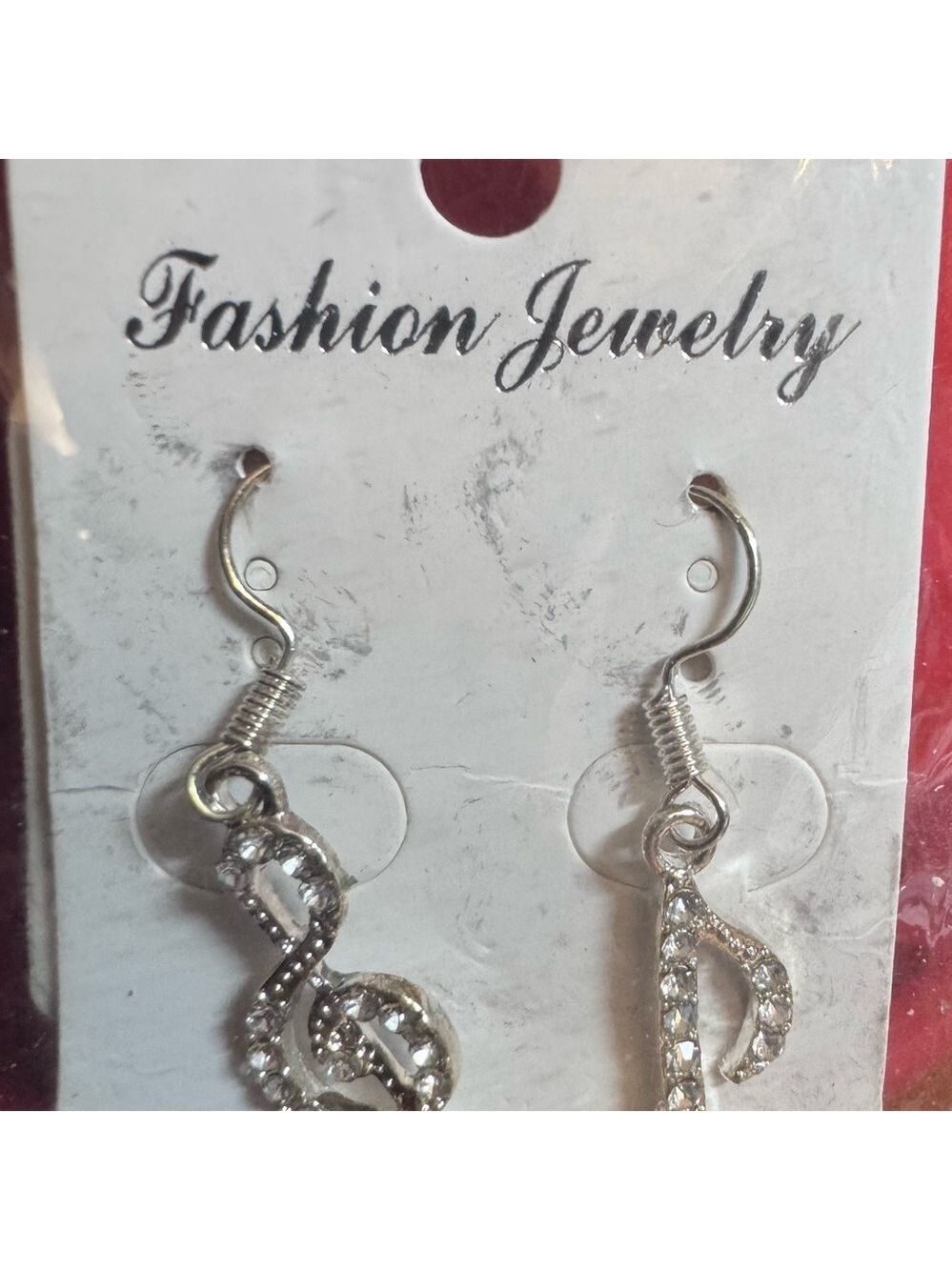 Chic Silver-toned Fashion Jewelry Musical notes Crystal Drop Earrings